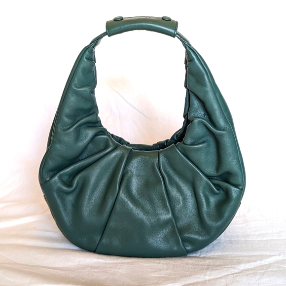 STAUD Handbags - Staud Soft Ruched Hunter Green Moon Bag